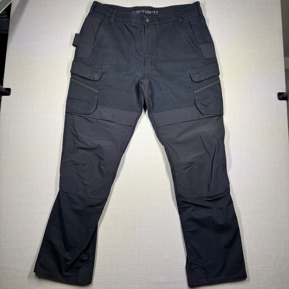 Carhartt Mens Rugged Flex Steel Cargo Pants 40x34 Black Relaxed Fit